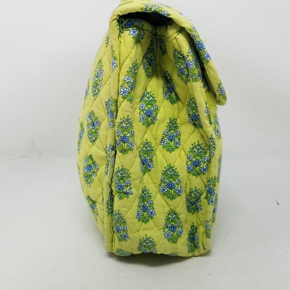 Vera Bradley bag lime green with blue‎ floral quilted lunch sack - Picture 4 of 10